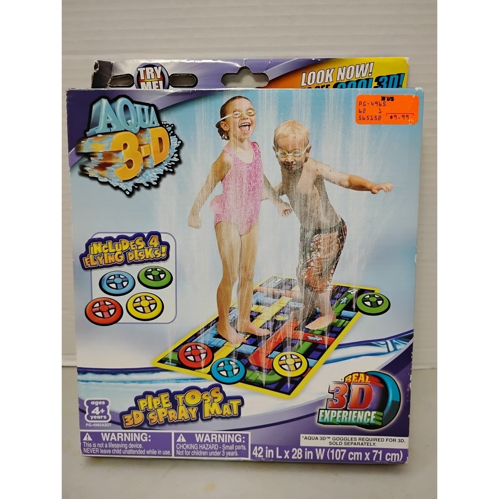 Aqua 3D Water Spray Mat Splash Pad 42x18 ToysRUs Inflatable Disks Summer Play